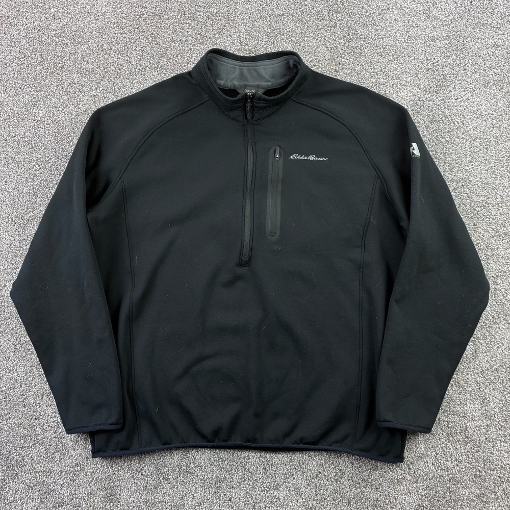Eddie Bauer First Ascent Fleece Pullover Mens XL Black 1/4 Zip Jacket